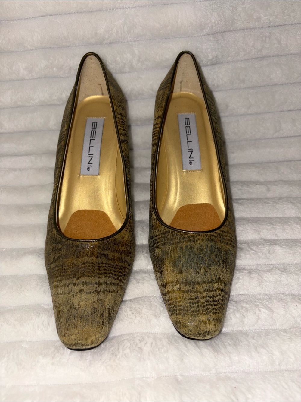 Bellini Olive-Tone Patterned Women's Pumps 8M